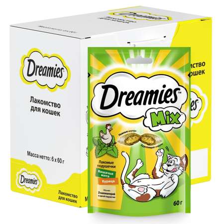 Лакомство для кошек Dreamies микс с курицей и мятой 60г