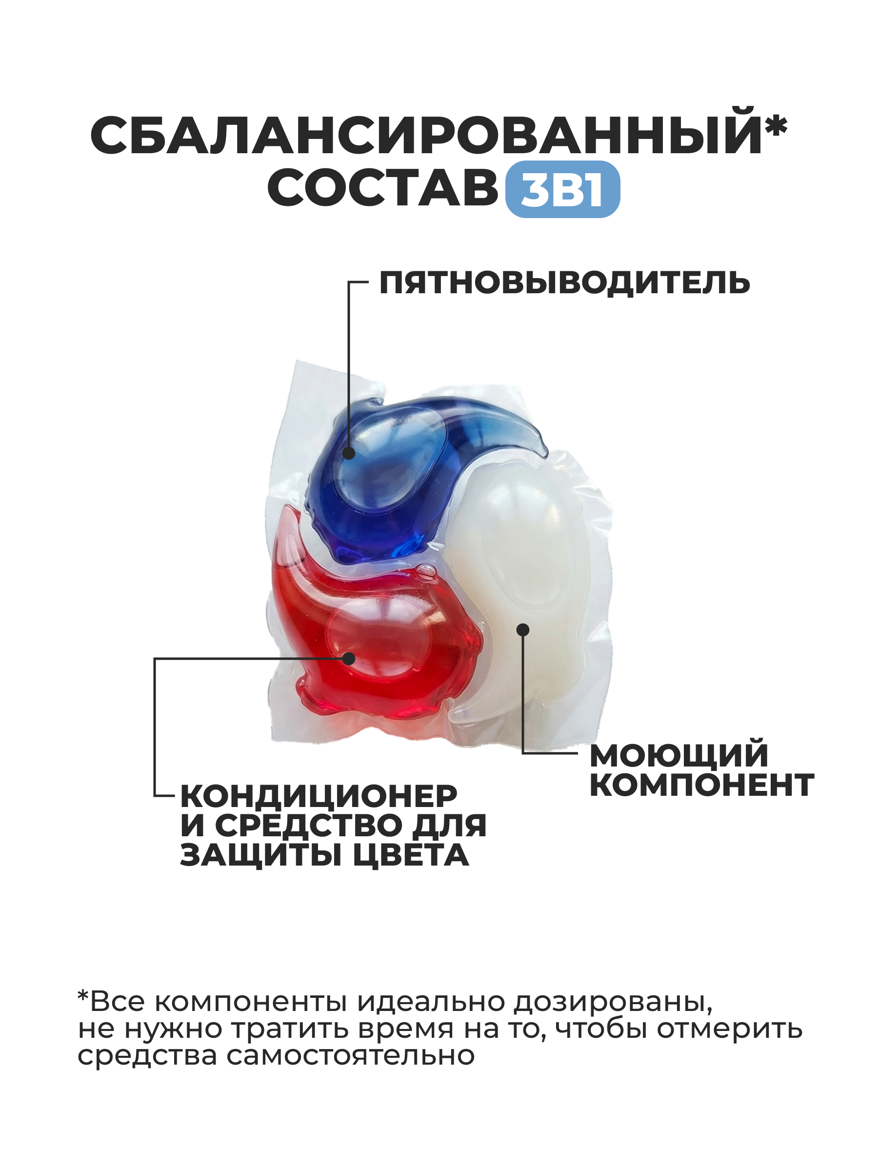 Капсулы для стирки Three Color аромат Лаванды, 40шт 40 шт. - фото 4