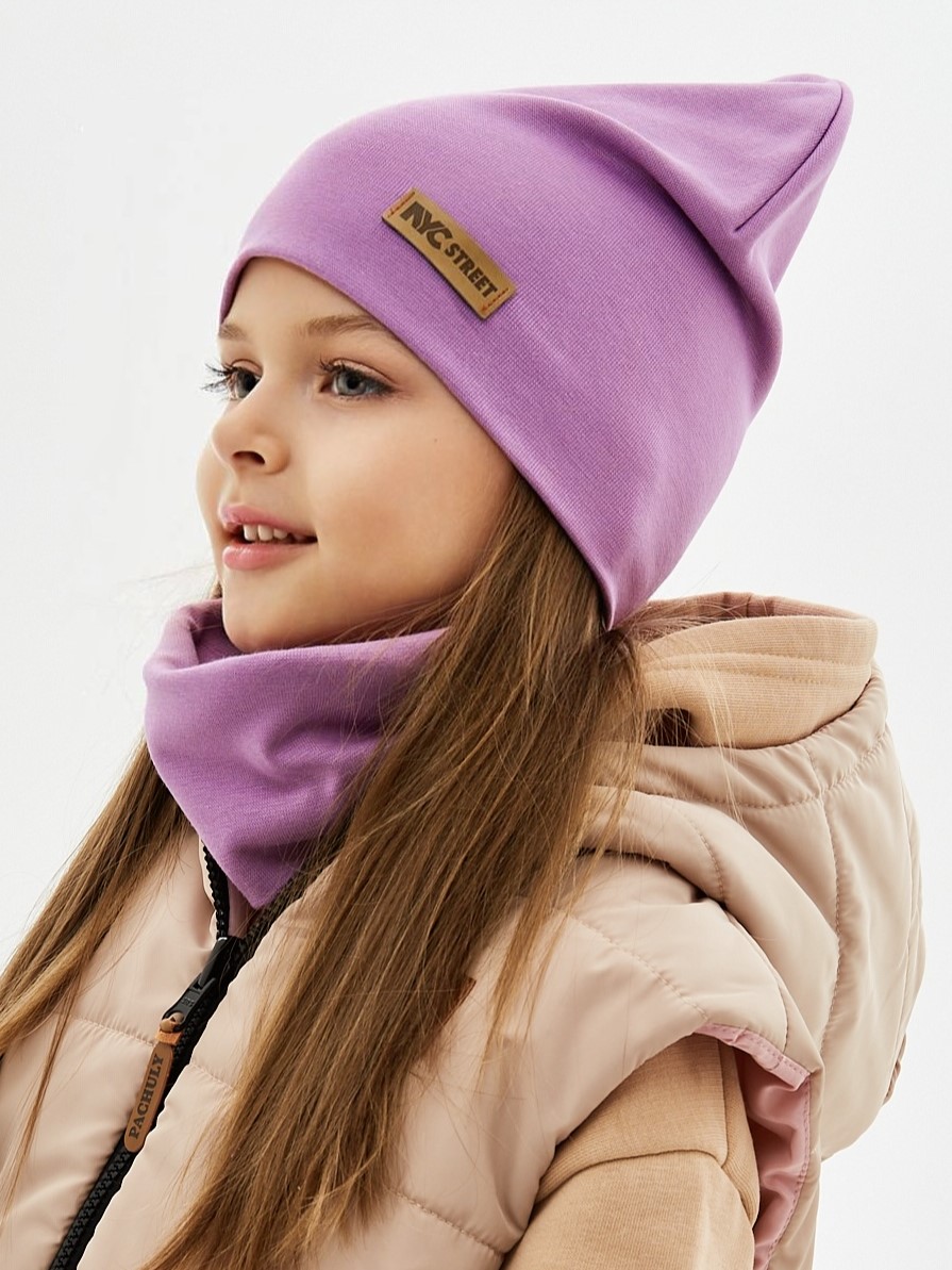 Шапка и снуд NYCkids NYC-H-67-plainG-purp - фото 1
