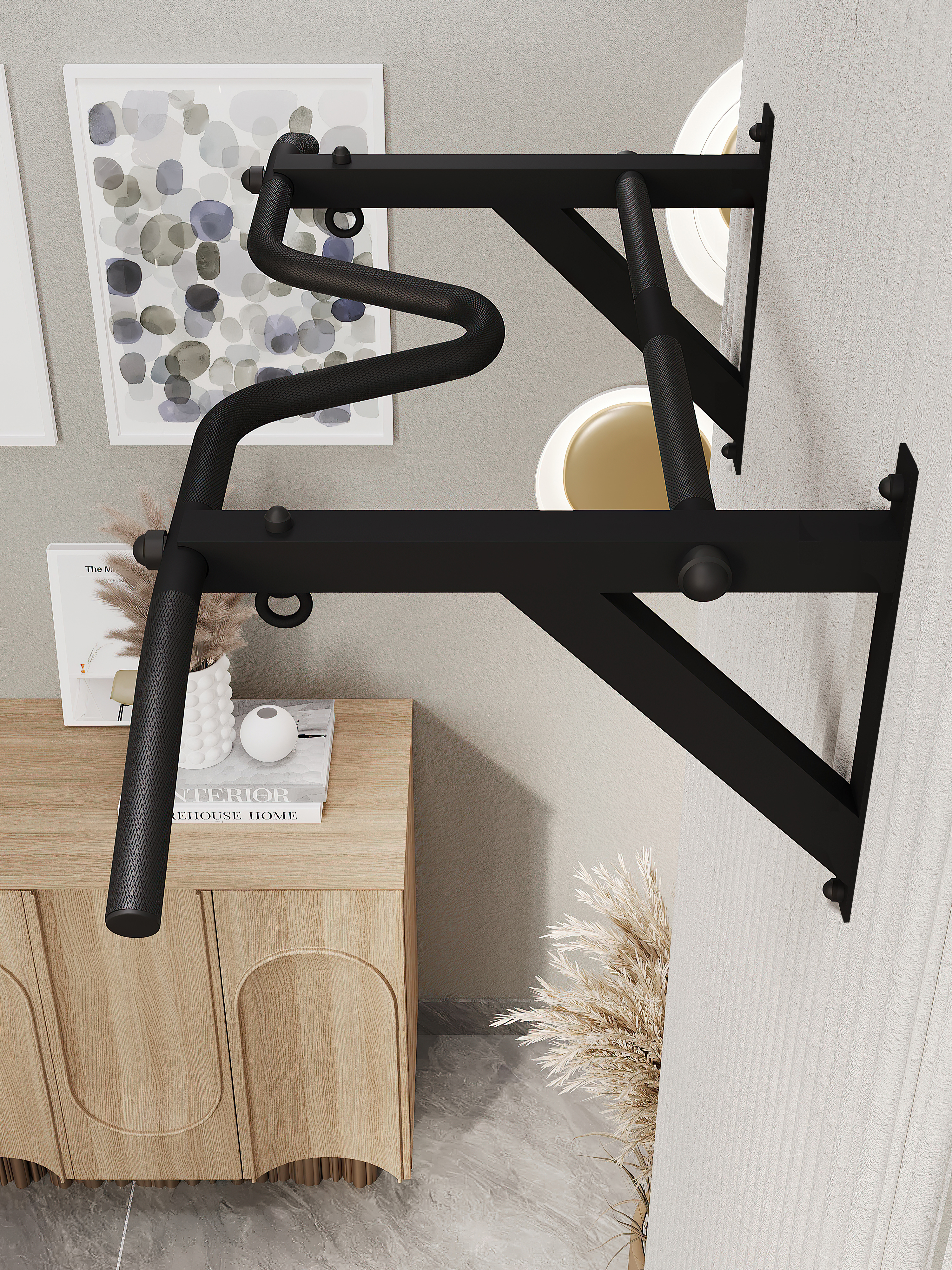 Турник настенный VENOM BLACК - стальное рифление хватов - фото 6