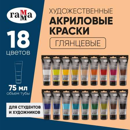 Краски акриловые Гаммa 18 цв.