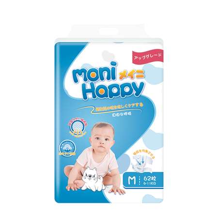 Подгузники Moni Happy ультратонкие M (6-11кг) 62 шт.