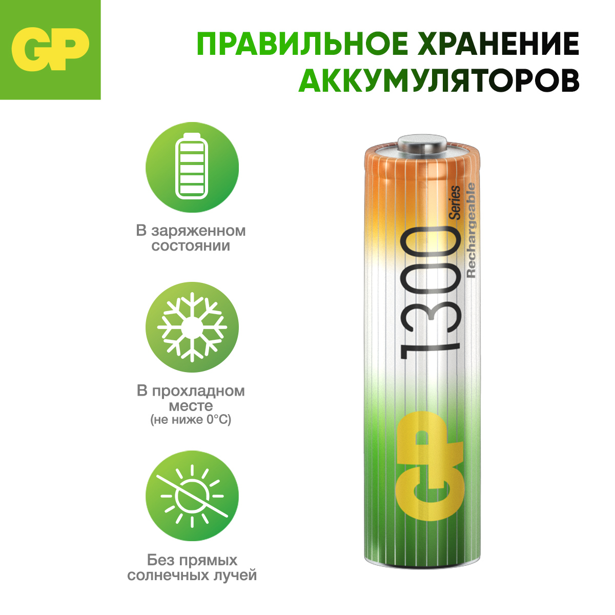 Перезаряжаемые аккумуляторы GP 130AAHC AA емкость 1300 мАч - 2 шт в клемшеле - фото 8