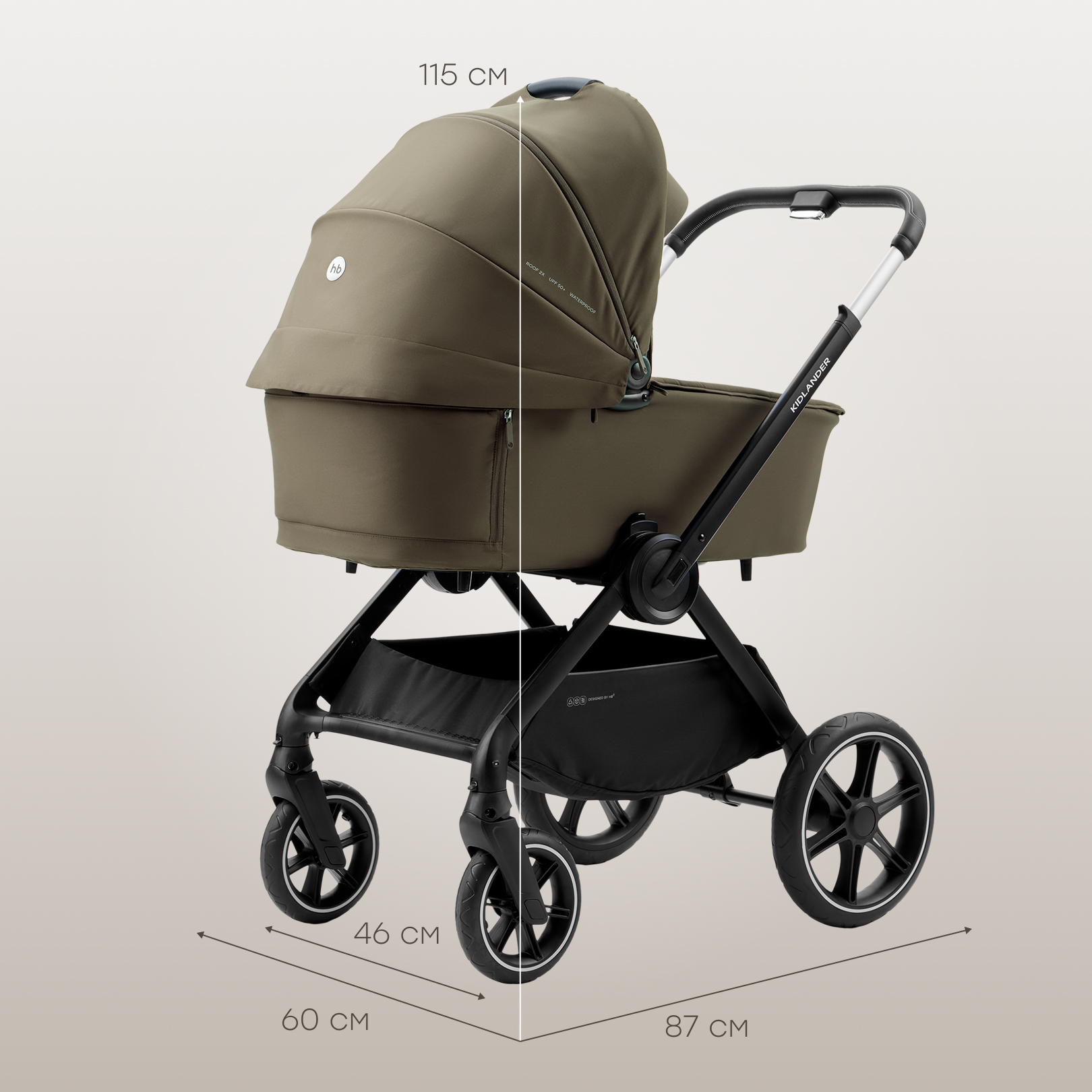 Коляска 2в1 Happy Baby Kidlander dark olive - фото 6