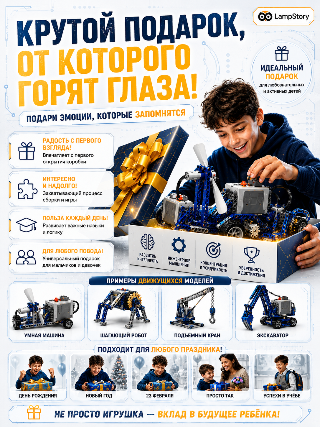 Конструктор LampStory Робототехника для мальчиков 330 дет. в ассортименте - фото 12
