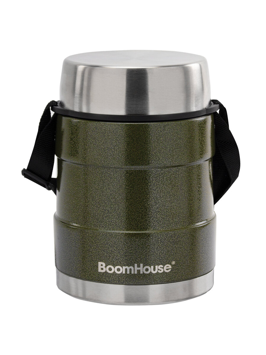 Термос BoomHouse для чая кофе еды 1200 мл с широким горлом и ремешком походный - фото 3
