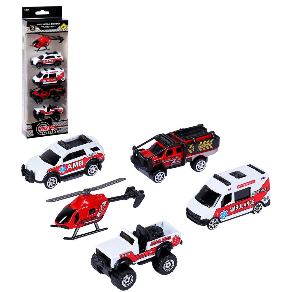 Игровой набор AUTODRIVE Машинки металлические 5шт 1:64 JB0403970 - фото 4