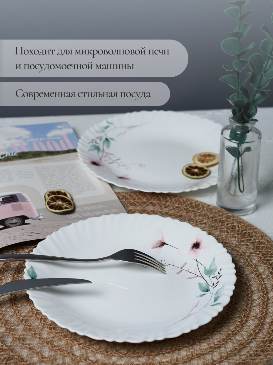 Набор тарелок OLAFF обеденных из стеклокерамики 24 см 6 шт - фото 5