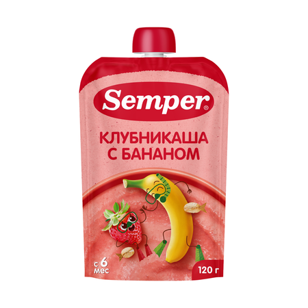 Пюре Semper Каша-банан-клубника с 6 мес 120 г