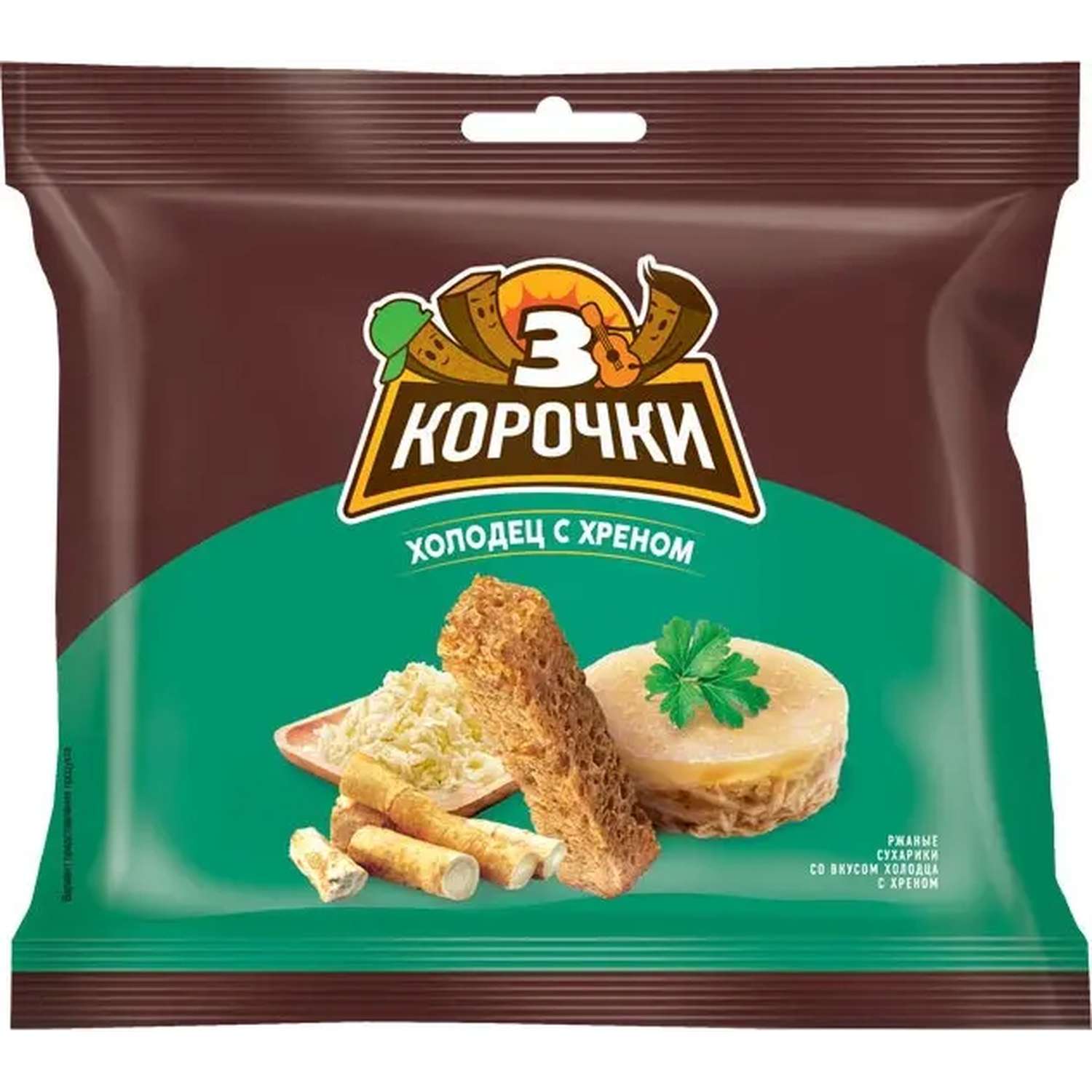 Сухарики 3 Корочки Холодец с хреном 100 г - фото 1
