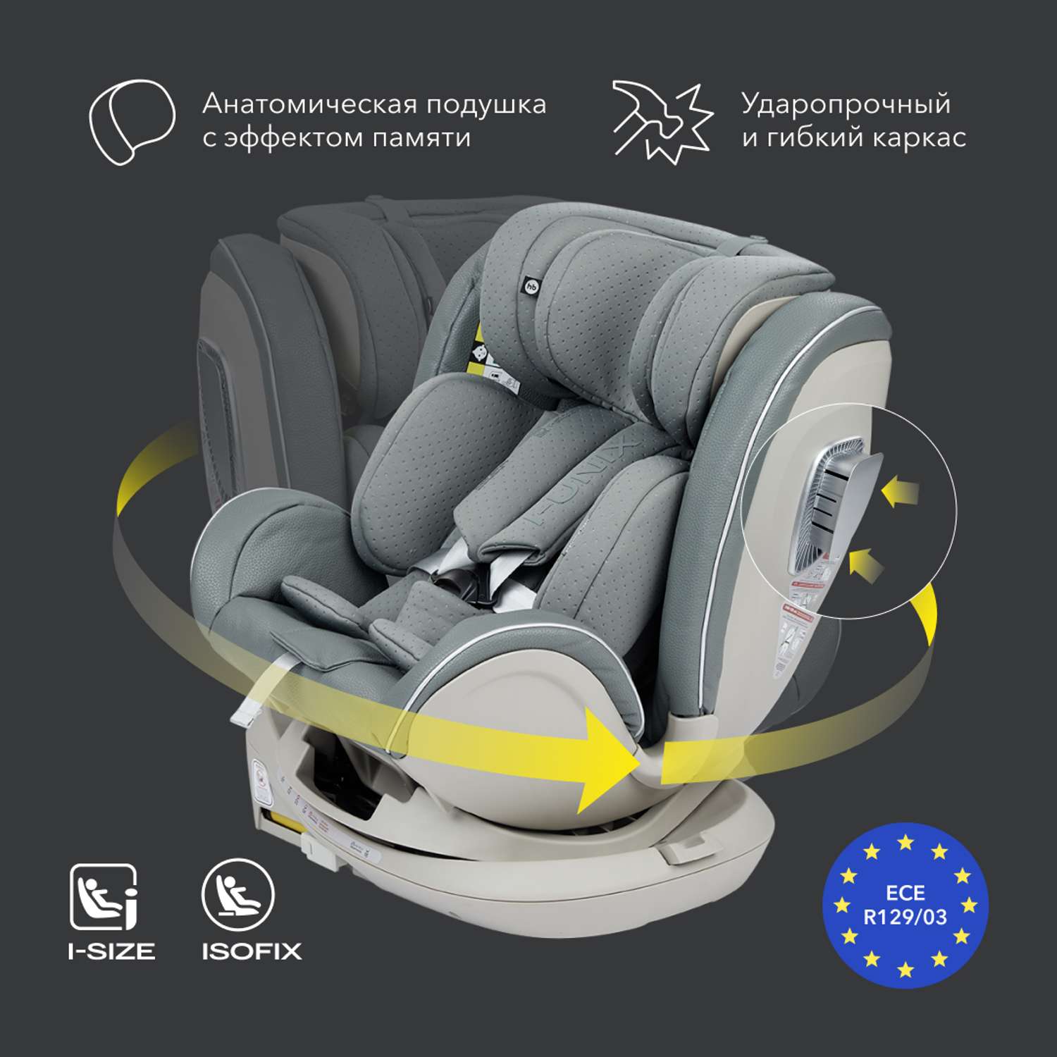 Автокресло Happy Baby Isofix 0+/1/2/3 (0-36 кг) - фото 11