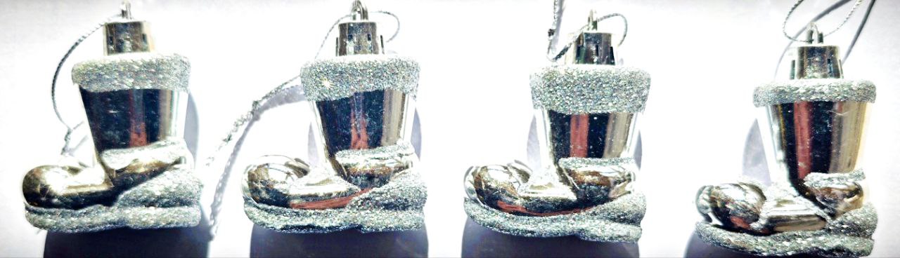 Украшение ёлочное Магия праздника Сапожки 4 см 4 шт 9 Серебро - фото 3