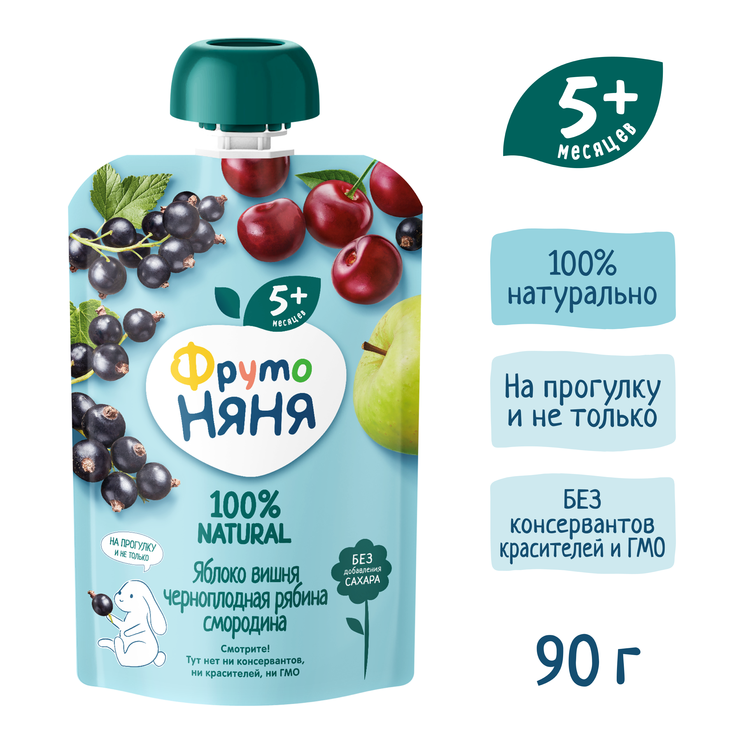 Десерт ФрутоНяня Яблоко-вишня-рябина с 5 мес 90 г - фото 4