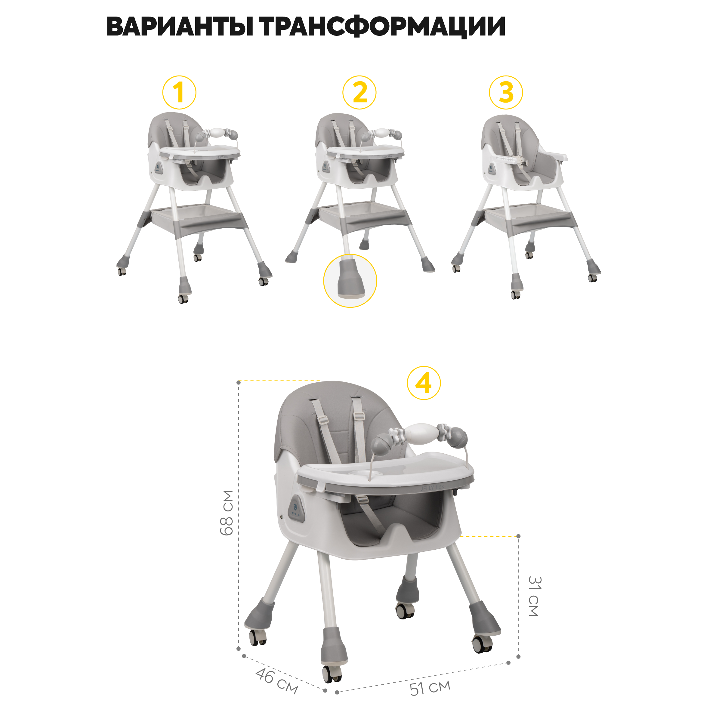 Стульчик для кормления JOVOLA Jelly Flex классический - фото 5