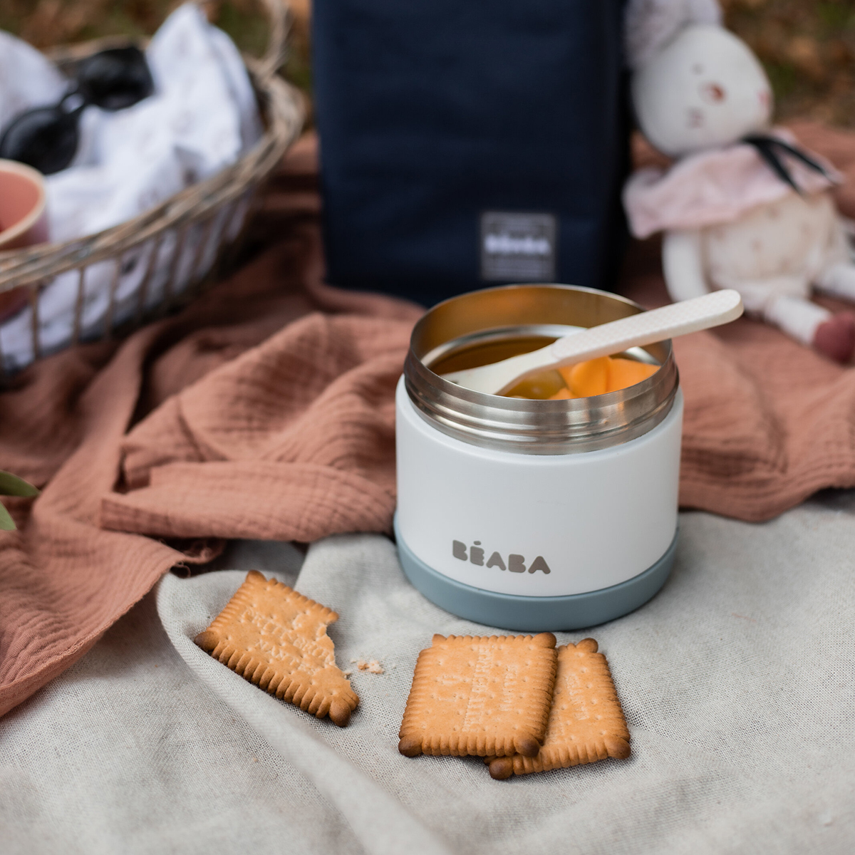 Термоконтейнер для еды, детского питания BEABA THERMO-PORTION INOX 500 мл синий - фото 7