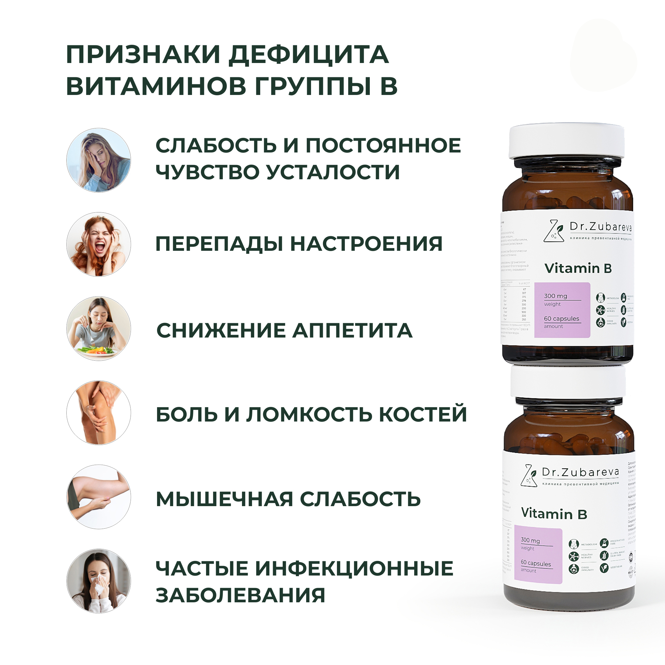 Витамины группы B Dr. Zubareva 300 мг 60 капсул - фото 5