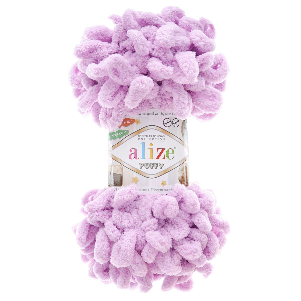 Пряжа для вязания Alize puffy 100 г 9 м микрополиэстер фантазийная плюшевая 27 светлая сирень 5 мотков - фото 5
