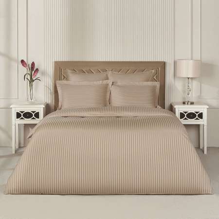 Постельное белье Arya Home Collection семейное VIP страйп сатин 2 пододеяльника
