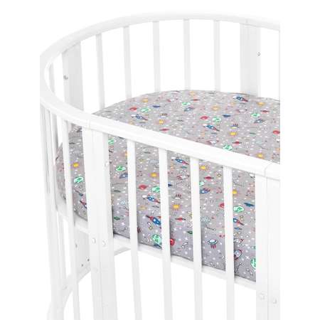 Простынь на резинке Lemony kids Space Серый овальная поплин