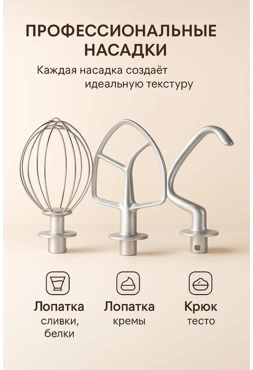 Планетарный миксер CASTLELADY с чашей 6 л 1700W 6 скоростей - фото 25