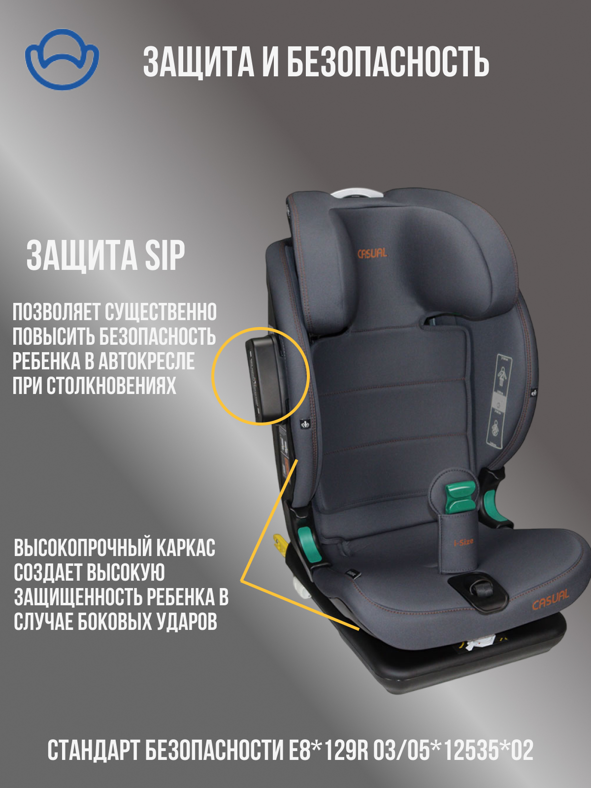 Автокресло Casual Anthrachite Isofix 1/2/3 (9-36 кг) серый - фото 3