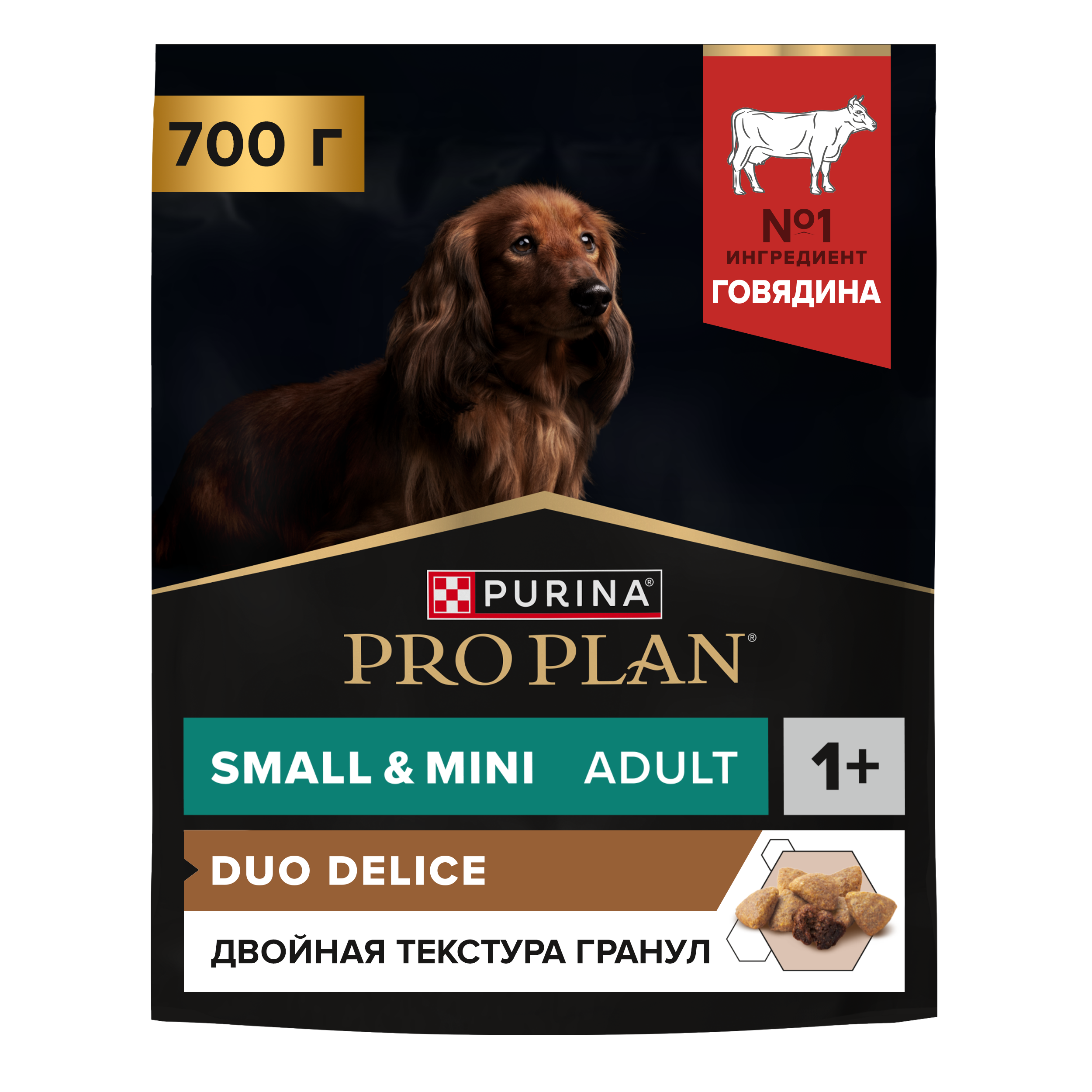 Корм сухой для собак PRO PLAN DUO DELICE 700г с говядиной для мелких и карликовых пород - фото 1