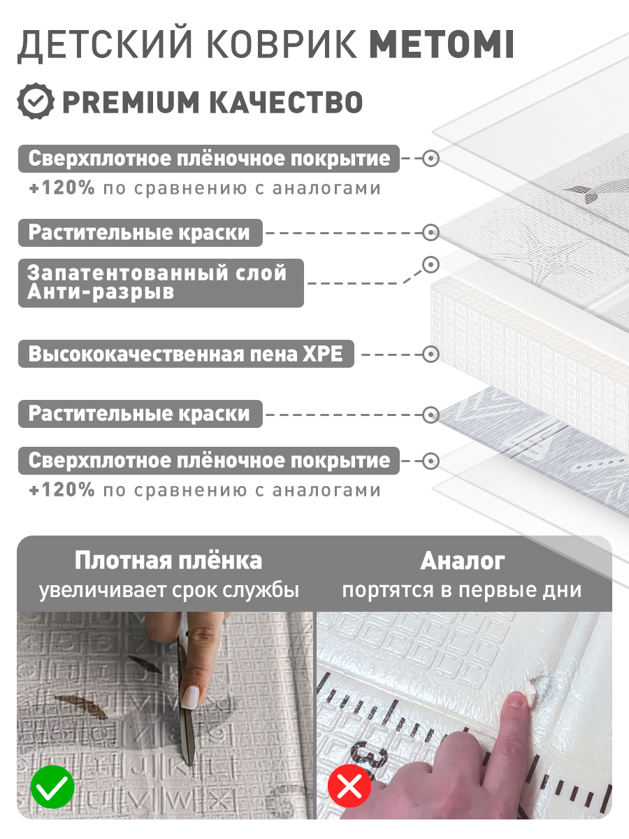 Коврик детский для ползания METOMI Орнамент/морские животные - фото 5