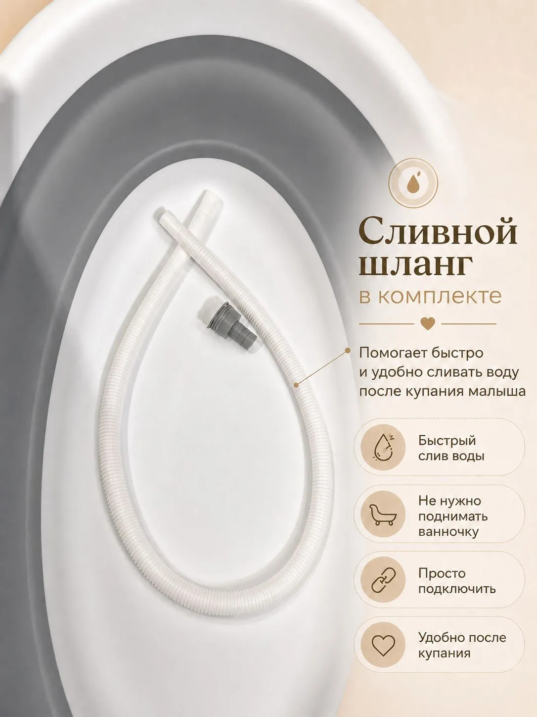 Ванночка, подставка для ванночки NORVE ванночка для купания складная, с матрасиком белый - фото 8