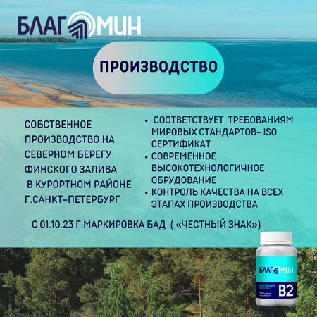 БАД Благомин Витамин В2 (рибофлавин 2мг) капсулы массой 0.25г №40