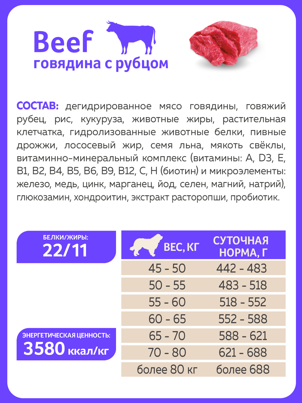 Корм сухой Зоогурман Giant Говядина с рубцом/Beef 12 кг - фото 4