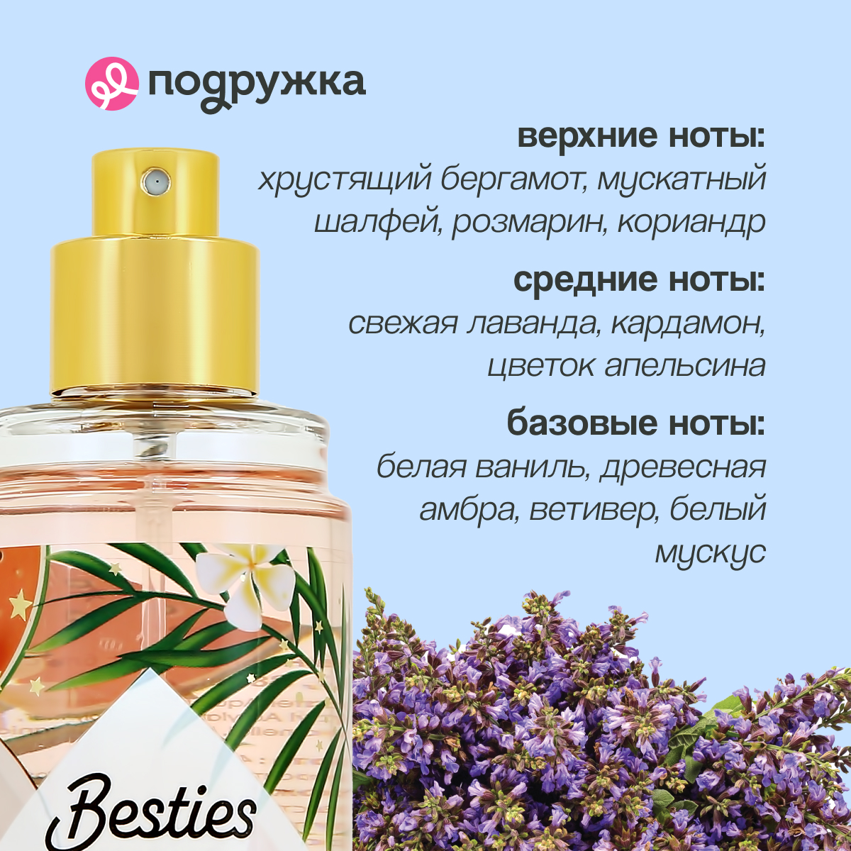 Мист парфюмированный BESTIES Shimmer Mist coconut kiss 88 мл - фото 2