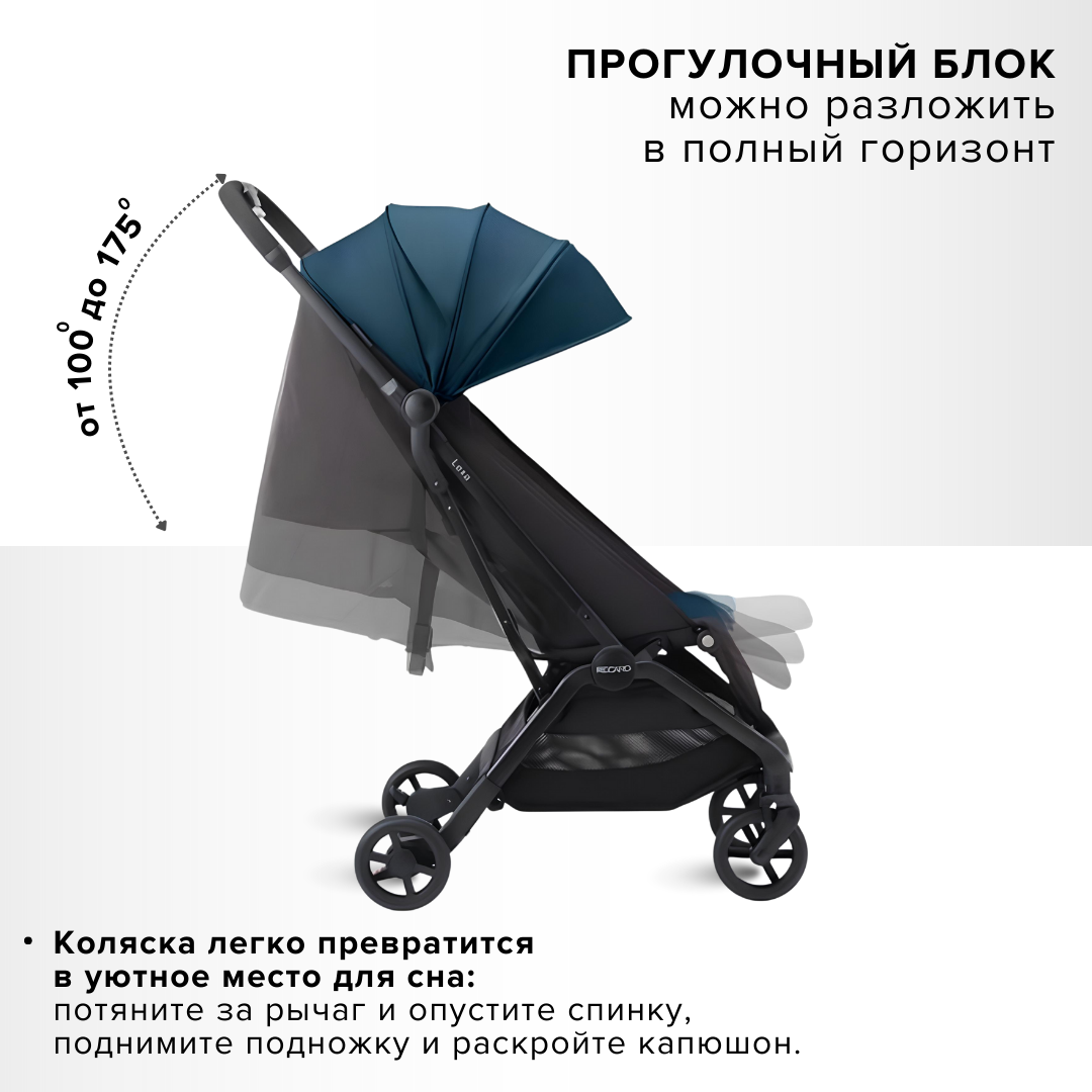 Коляска прогулочная Recaro Lexa Select Teal Green синий - фото 3