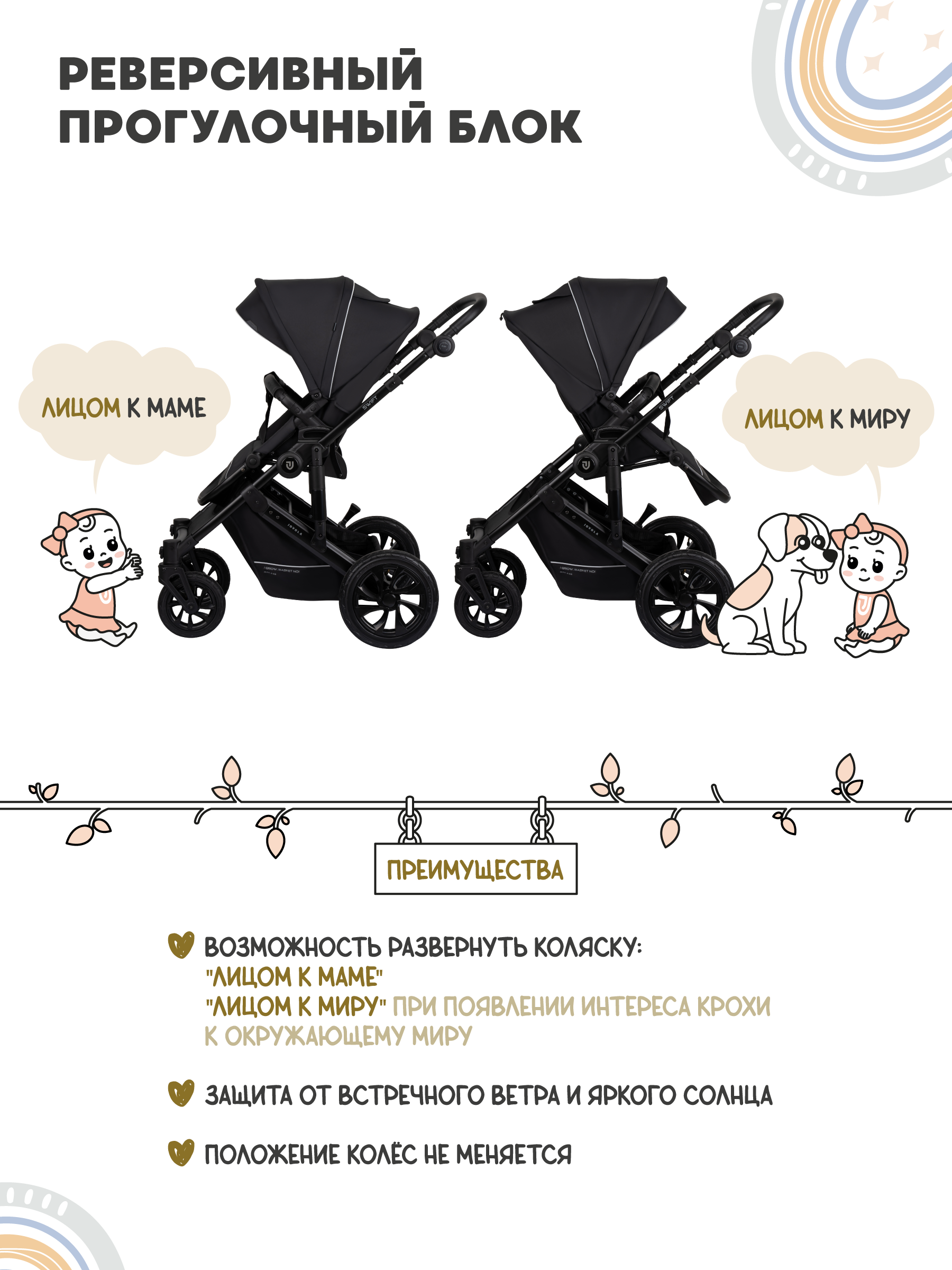 Коляска 3в1 JOVOLA Swift Plus черный - фото 11