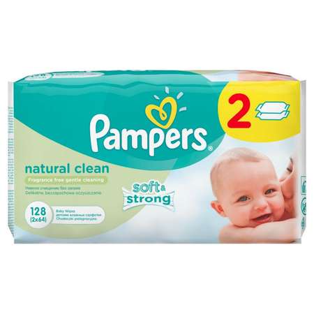 Влажные салфетки Pampers Natural Clean 2 упак. 64 шт.