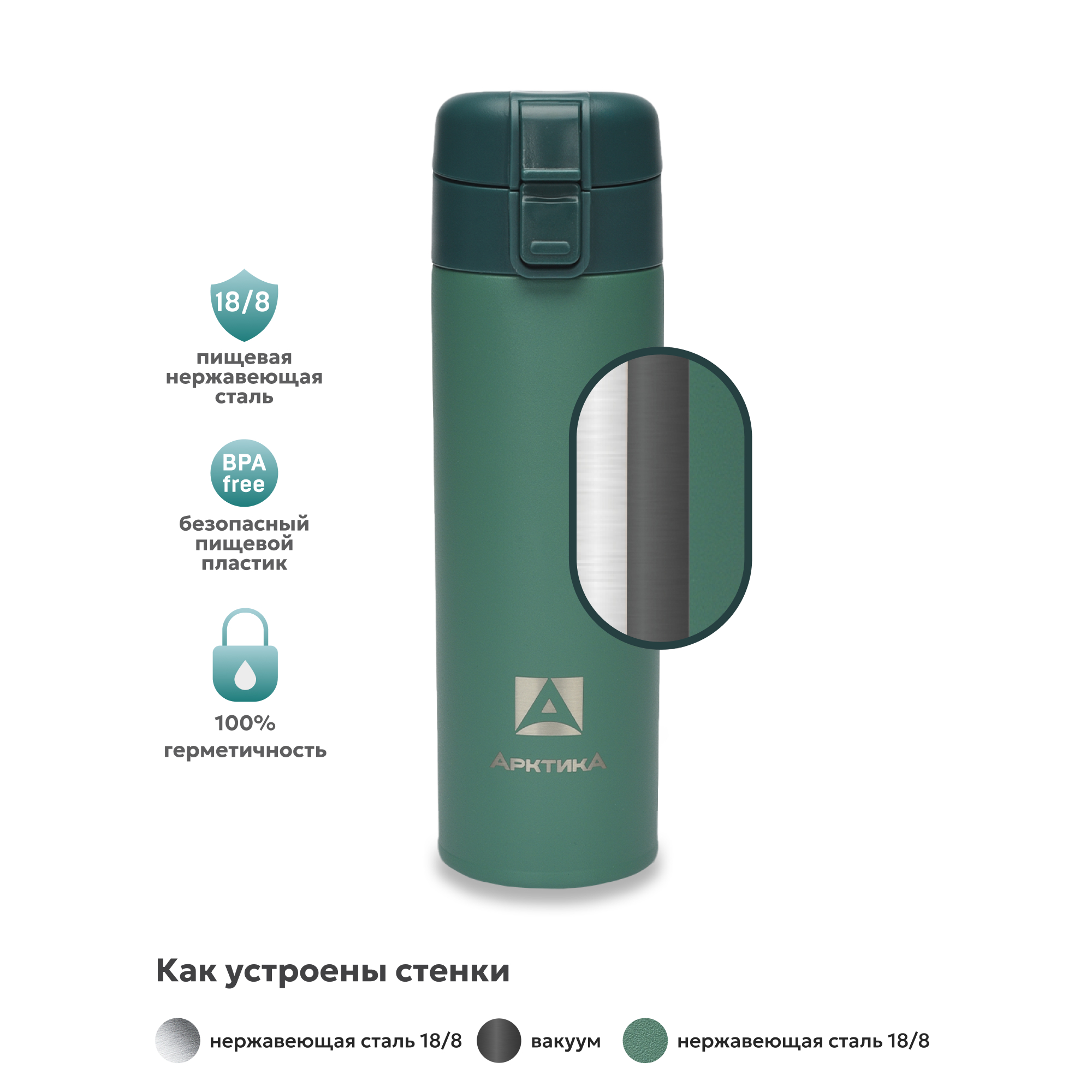 Термокружка Арктика 703-470 хвоя с ситечком - фото 5