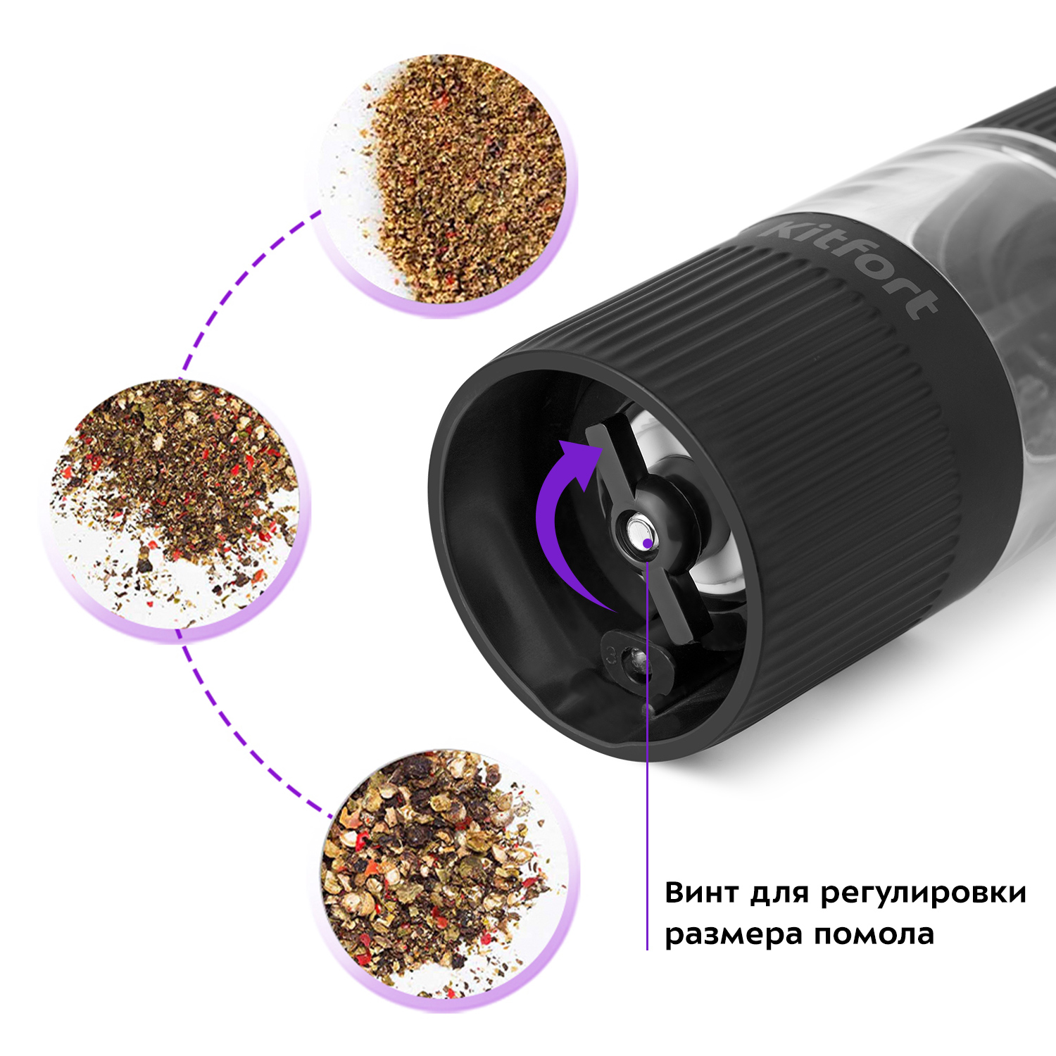 Автоматические мельниц для соли и перца KITFORT КТ-6003 - фото 6