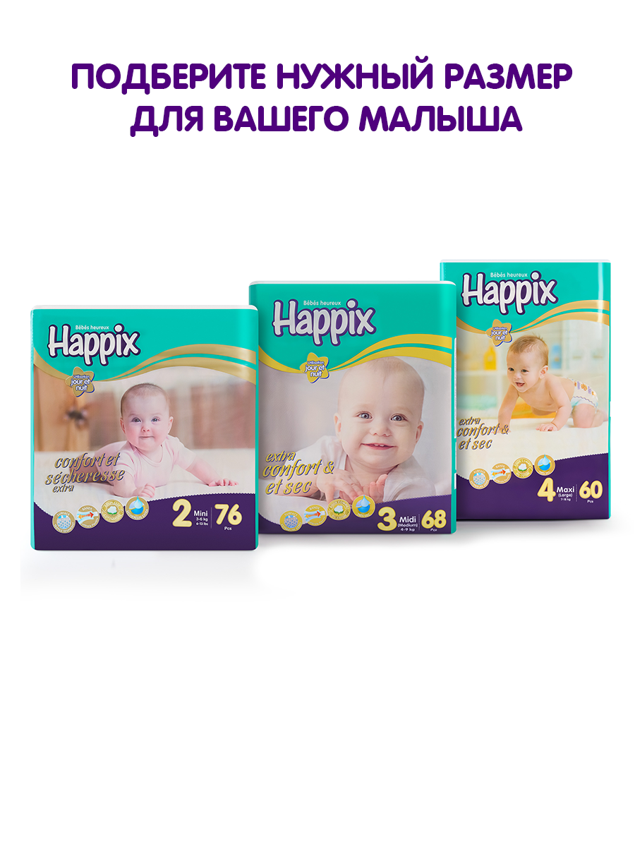 Подгузники HAPPIX Super Dry ультратонкие 2 (3-6 кг) 76 шт. - фото 14