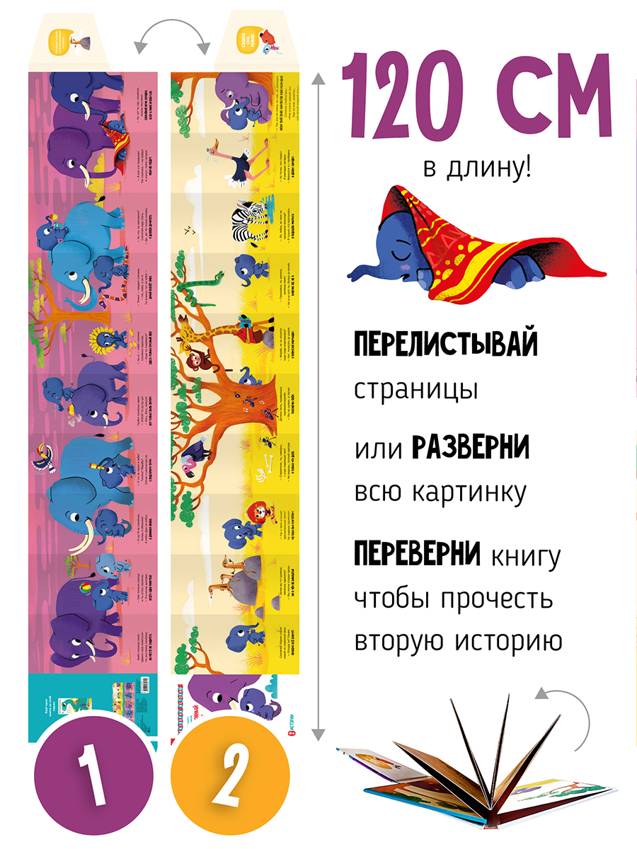 Книжка панорама Счастье внутри Сказка на ночь Неугомонный слоненок - фото 2