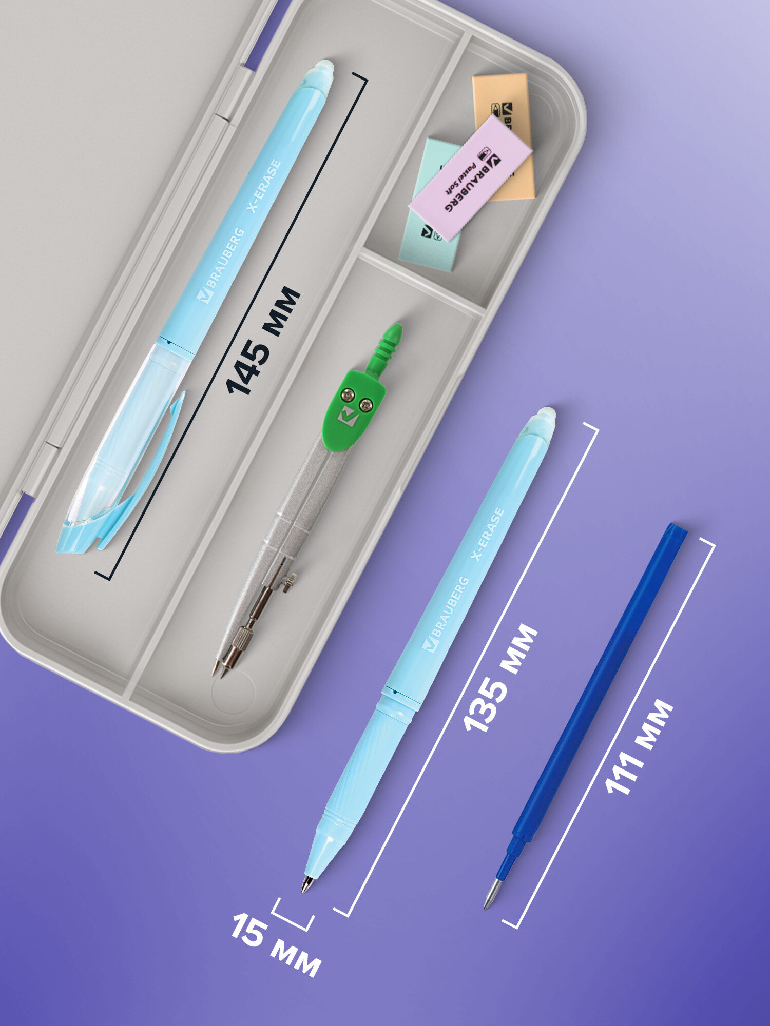 Ручка со стираемыми чернилами Brauberg 4 шт. - фото 5