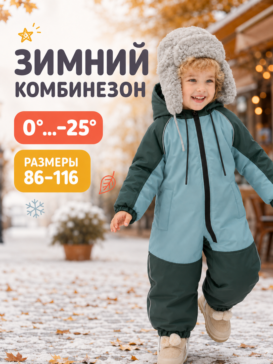 Комбинезон Ramelka 1102_КМБ_ММБР_D_3_бирюза/т.бирюза/т.зеленый - фото 2