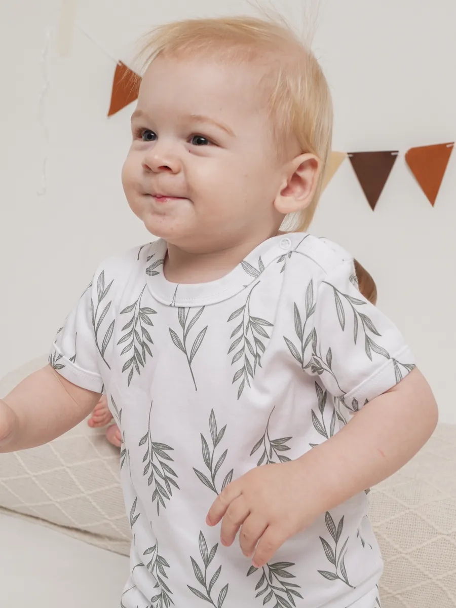 Футболка 3 шт Супер Пупс нбр/3пр/футб/хакиветочкилисточки - фото 8