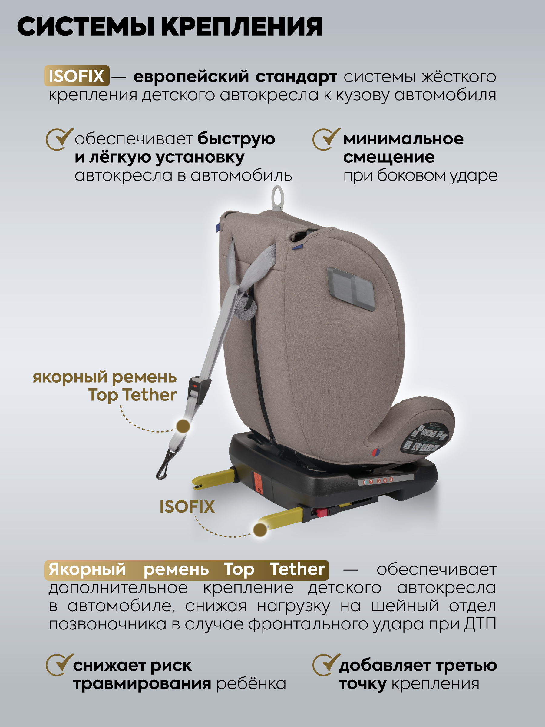 Автокресло Indigo Tourneo S Isofix 0+/1/2/3 (0-36 кг) бежевый - фото 8