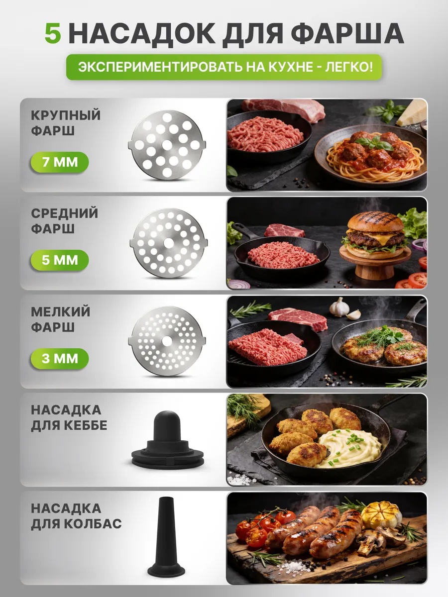 Мясорубка WEISSLER электрическая с насадками - фото 3