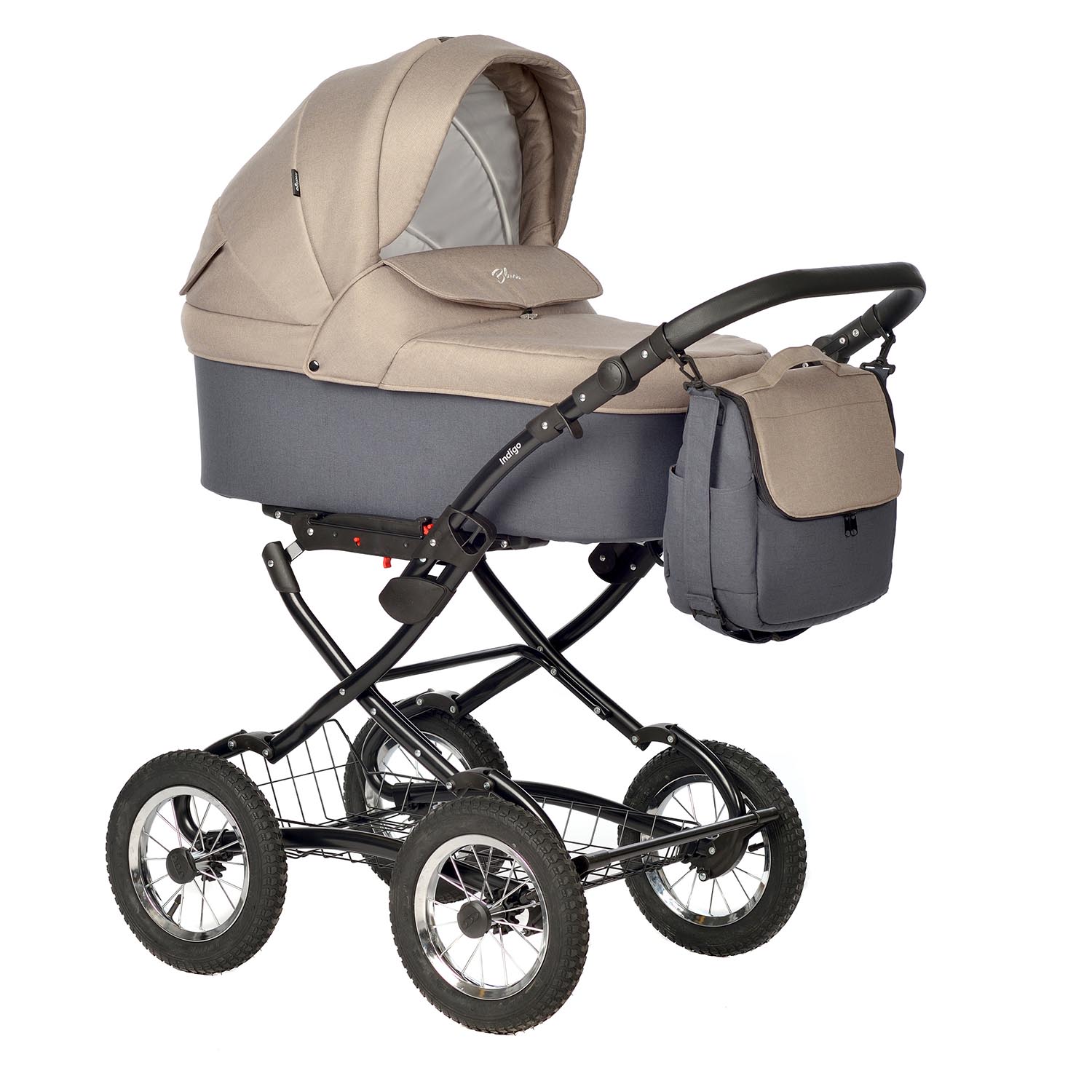 Коляска люлька Indigo Blues Classic 04 бежевый - фото 1