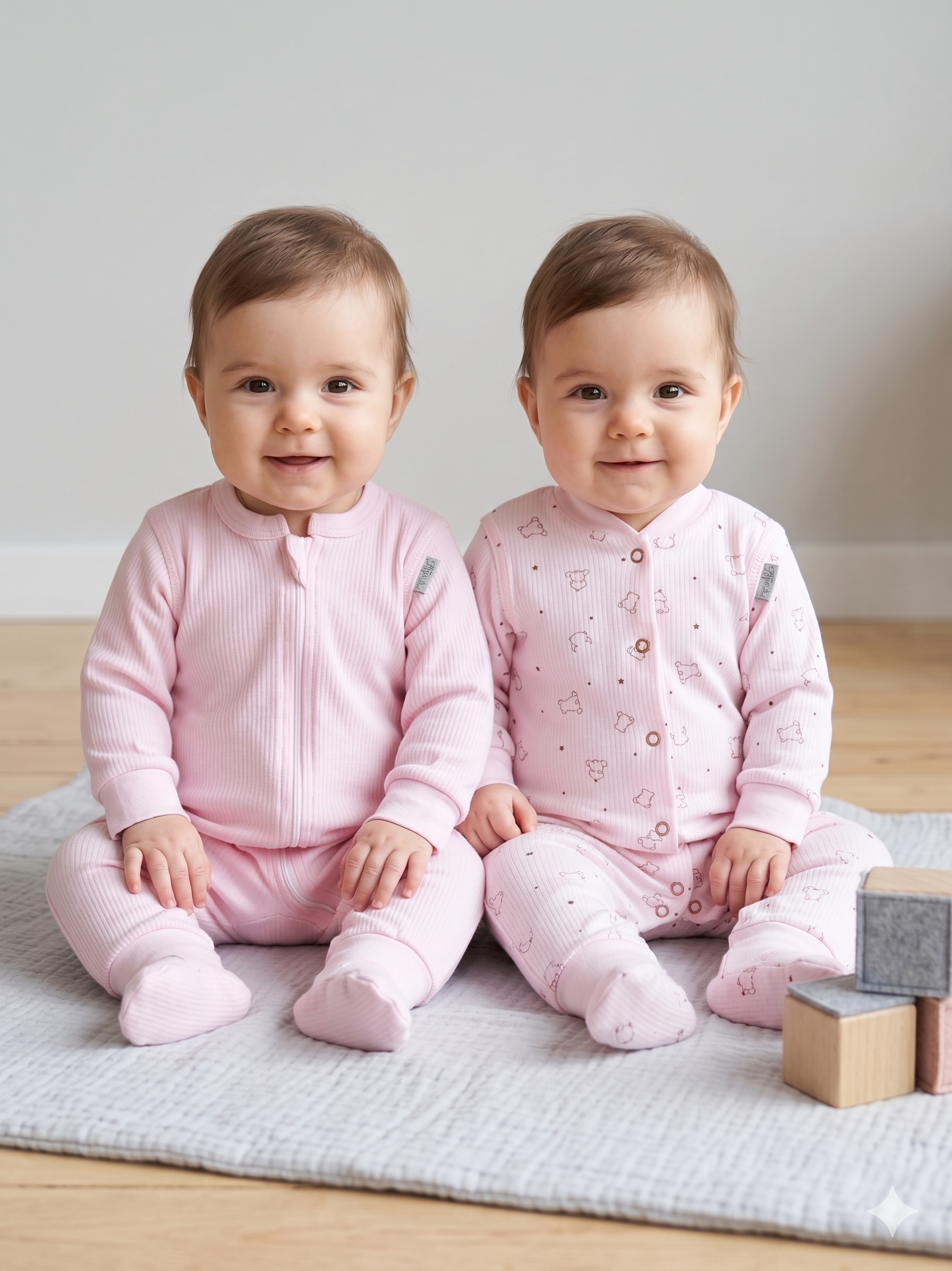 Изображение товара Комбинезон 2 шт слип на молнии и кнопках для новорожденных ТРИЯ размер 62