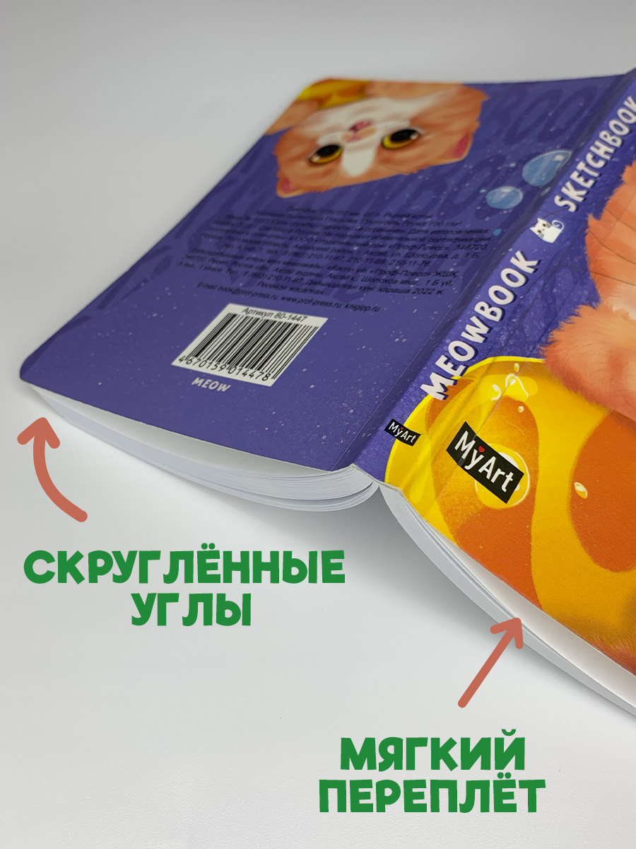 Скетчбук Проф-Пресс карманный блокнот Meowbook. А6 80 лист. 1 шт. - фото 4