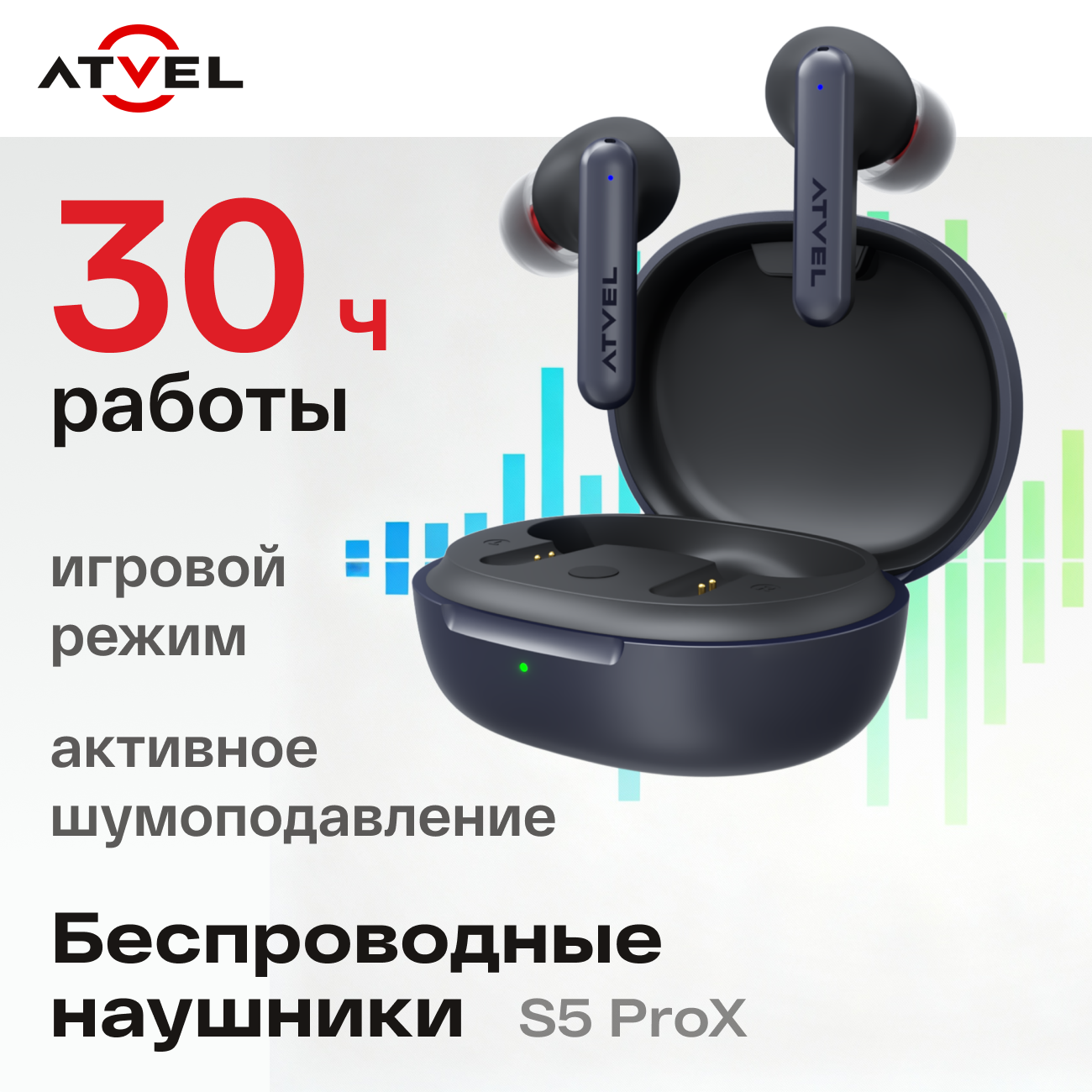 Изображение товара Беспроводные наушники Atvel Tune S5 ProX с шумоподавлением и до 30 часов работы Изображение товара Беспроводные наушники Atvel Tune S5 ProX с шумоподавлением и до 30 часов работы