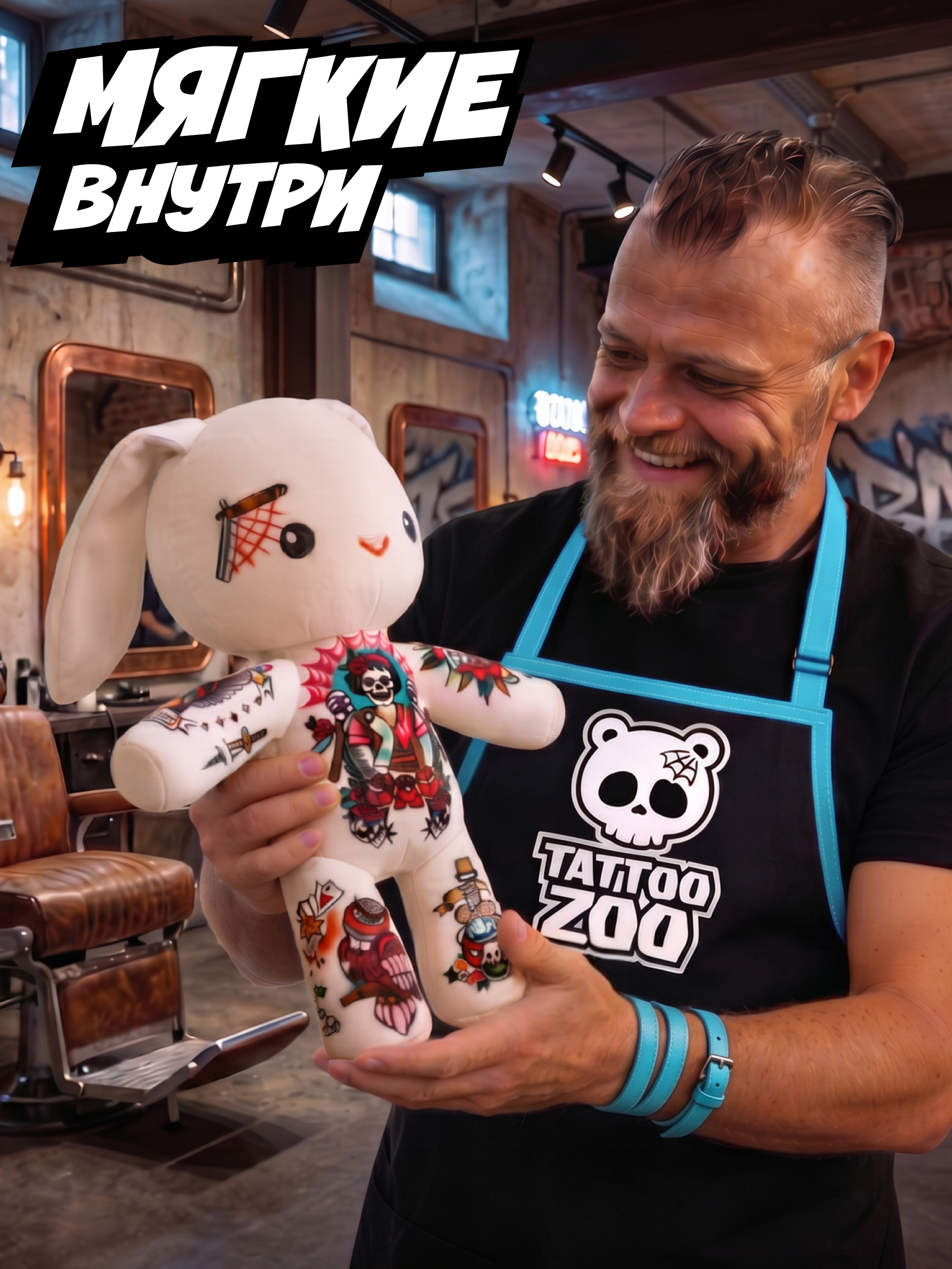 Мягкая игрушка Tattoo Zoo Кролик Варвара 38 см - фото 6
