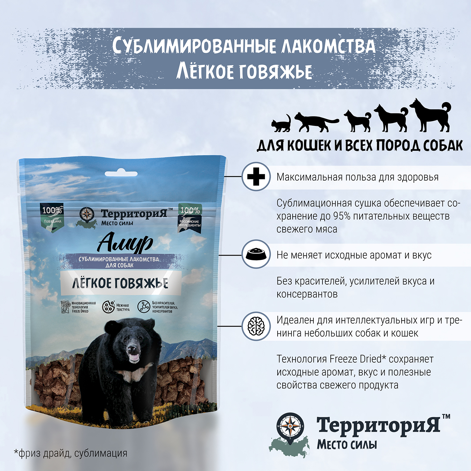 Лакомство для собак Территория Амур 30г лёгкое говяжье сублимированное - фото 6