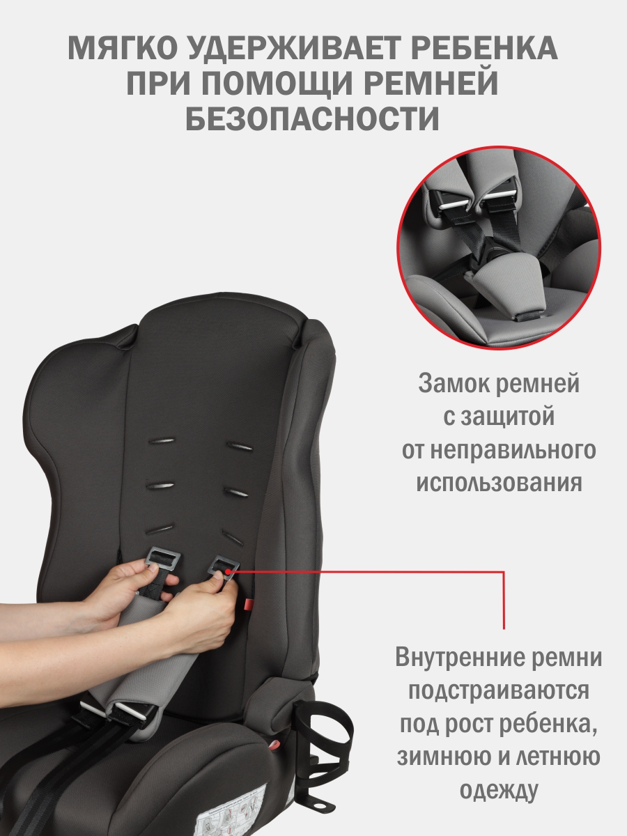 Автокресло SIGER НЕКСТ ISOFIX Isofix 1/2/3 (9-36 кг) серый - фото 6